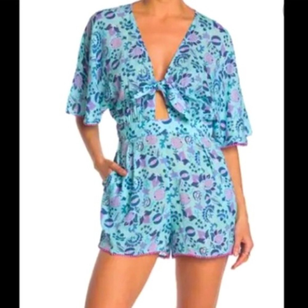 Nanette Lepore Raquel Tie Front Romper Cover Up